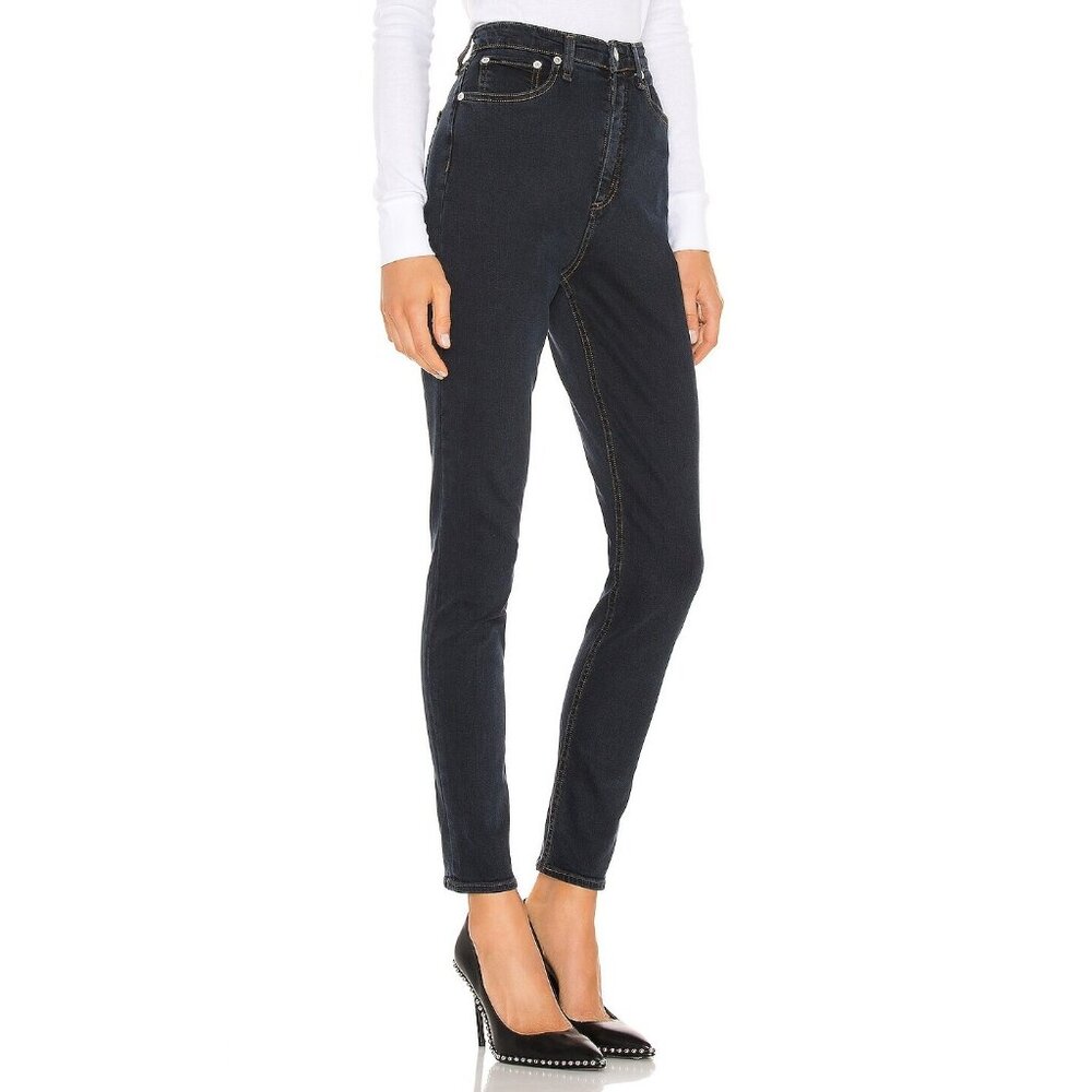 NWT rag & bone Jane in Black Bird Super High Rise Skinny Stretch Jeans 26